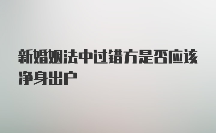 新婚姻法中过错方是否应该净身出户