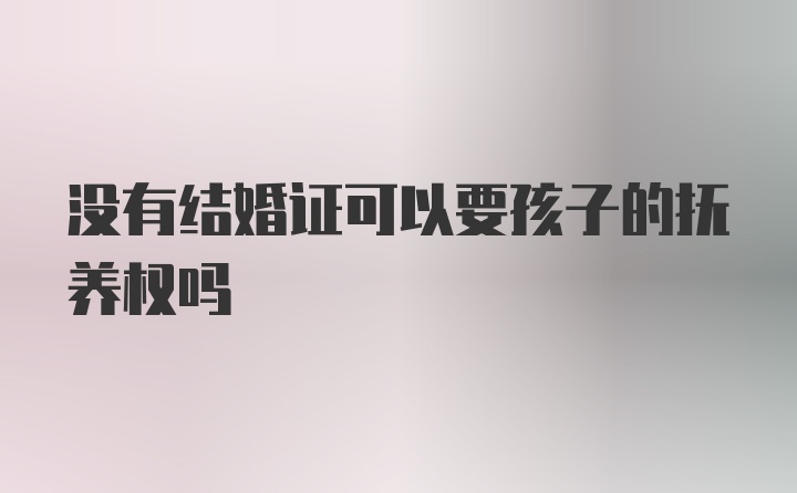 没有结婚证可以要孩子的抚养权吗