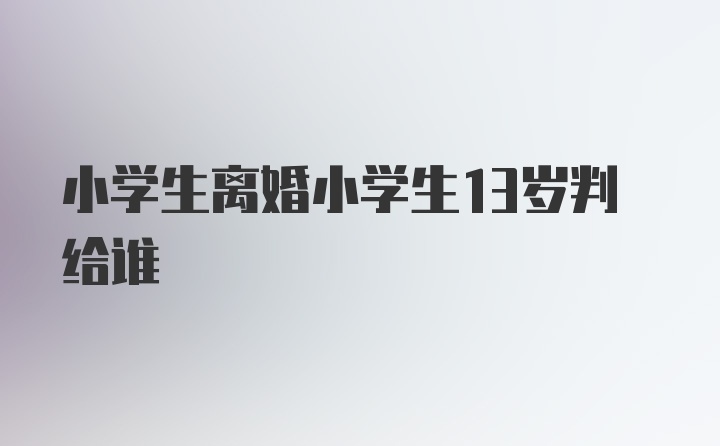 小学生离婚小学生13岁判给谁