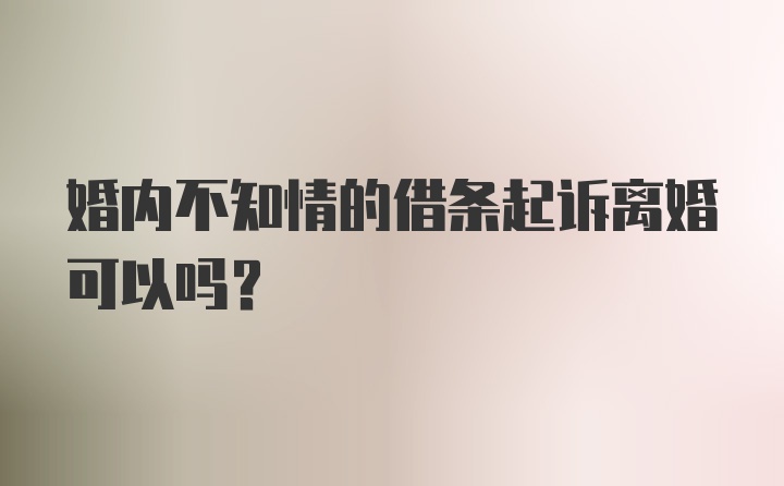 婚内不知情的借条起诉离婚可以吗？