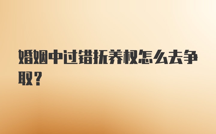 婚姻中过错抚养权怎么去争取？