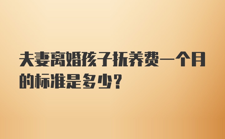 夫妻离婚孩子抚养费一个月的标准是多少？