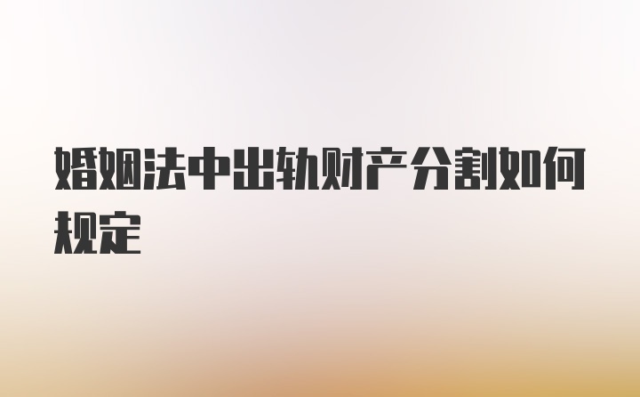 婚姻法中出轨财产分割如何规定