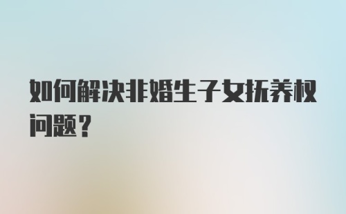 如何解决非婚生子女抚养权问题？