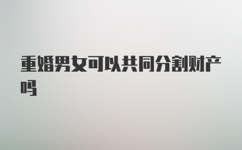 重婚男女可以共同分割财产吗