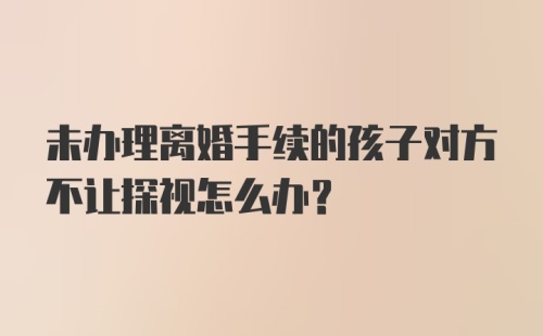 未办理离婚手续的孩子对方不让探视怎么办？