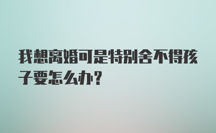 我想离婚可是特别舍不得孩子要怎么办？