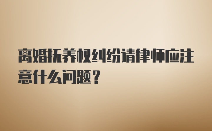 离婚抚养权纠纷请律师应注意什么问题？