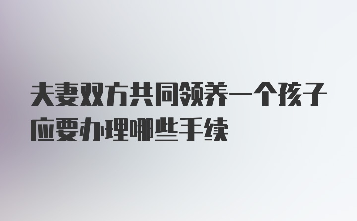 夫妻双方共同领养一个孩子应要办理哪些手续