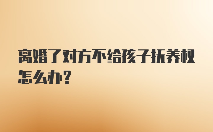 离婚了对方不给孩子抚养权怎么办？