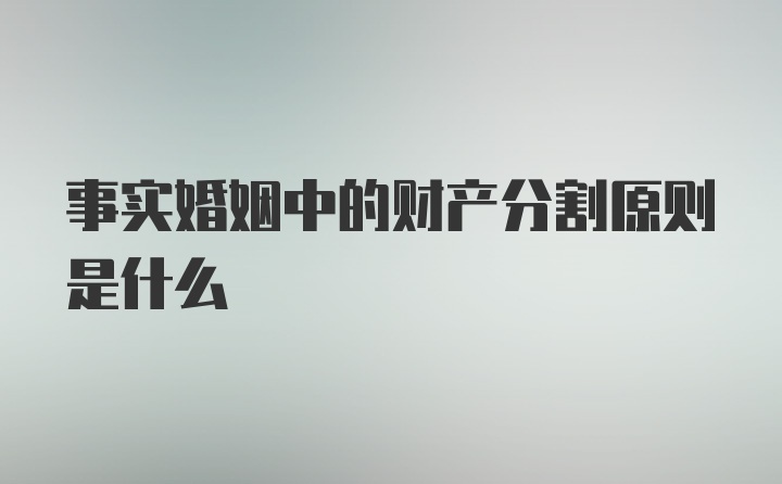 事实婚姻中的财产分割原则是什么