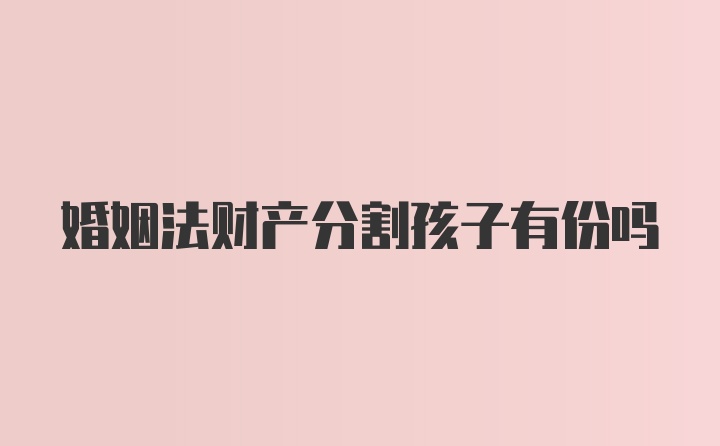 婚姻法财产分割孩子有份吗