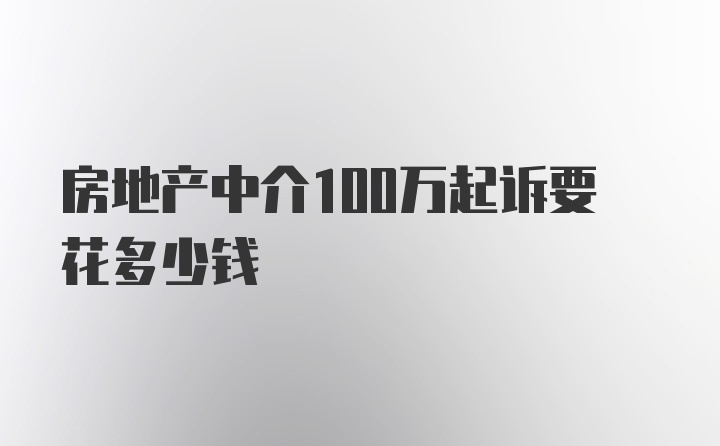 房地产中介100万起诉要花多少钱