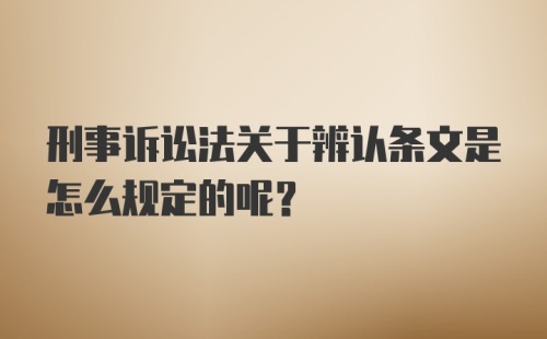 刑事诉讼法关于辨认条文是怎么规定的呢？