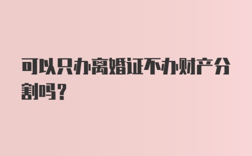 可以只办离婚证不办财产分割吗？