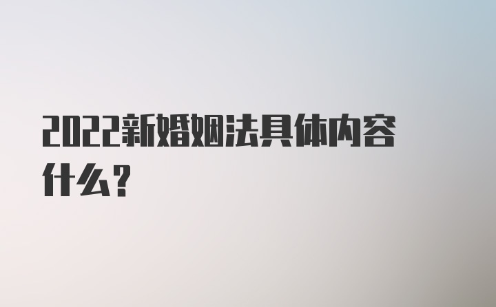 2022新婚姻法具体内容什么？