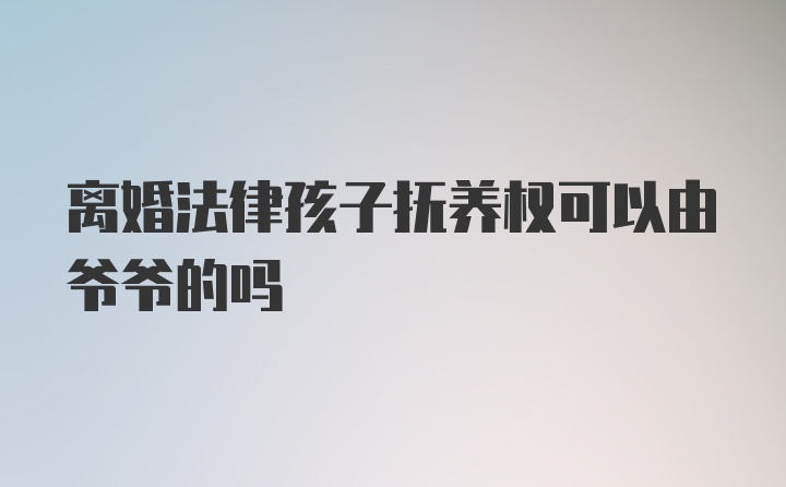 离婚法律孩子抚养权可以由爷爷的吗