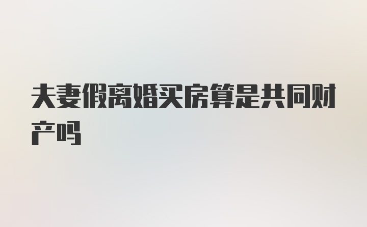 夫妻假离婚买房算是共同财产吗