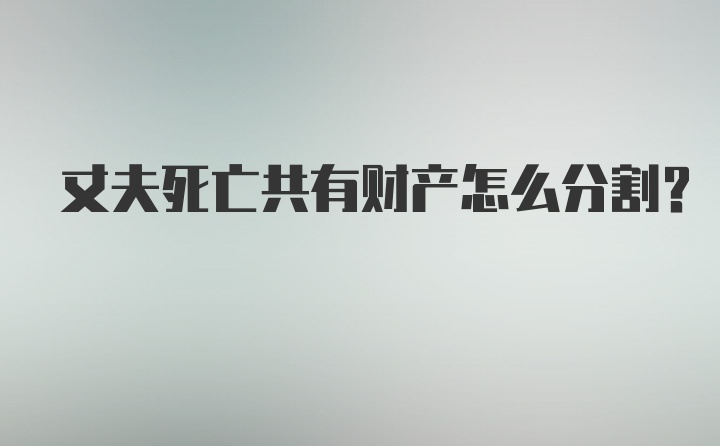 丈夫死亡共有财产怎么分割？