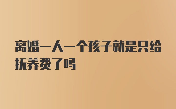 离婚一人一个孩子就是只给抚养费了吗