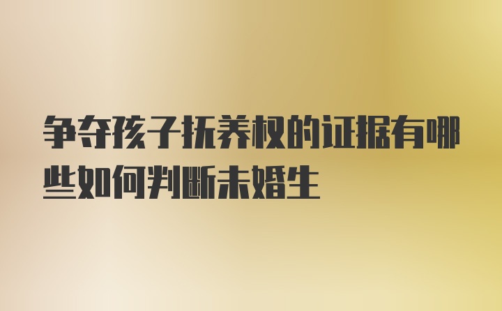 争夺孩子抚养权的证据有哪些如何判断未婚生