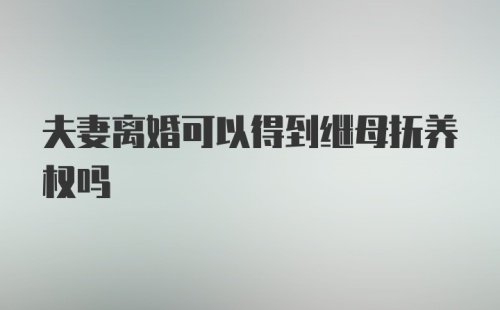 夫妻离婚可以得到继母抚养权吗