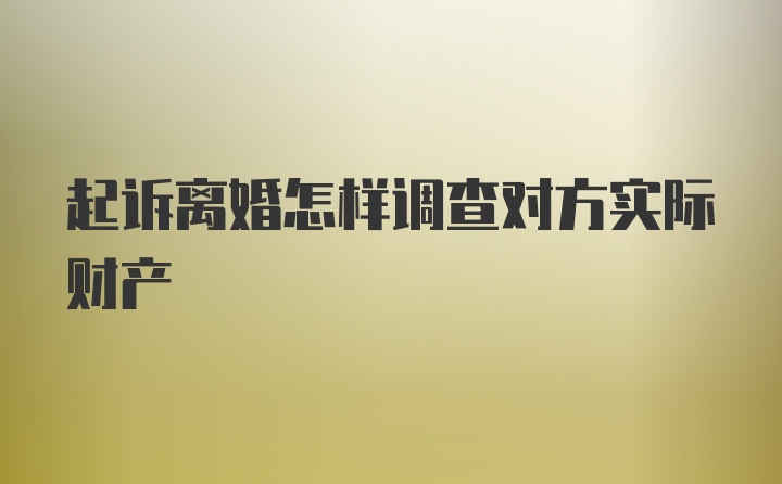 起诉离婚怎样调查对方实际财产