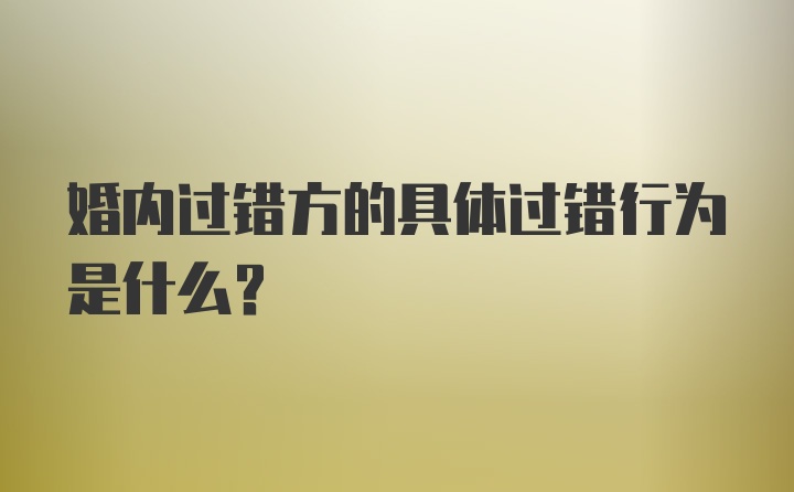 婚内过错方的具体过错行为是什么?