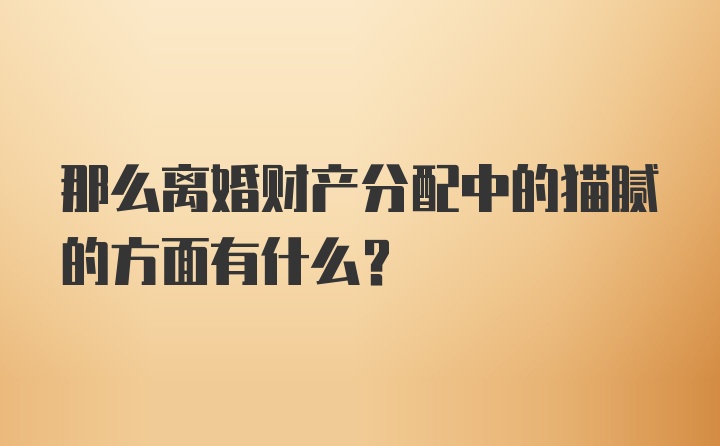 那么离婚财产分配中的猫腻的方面有什么？