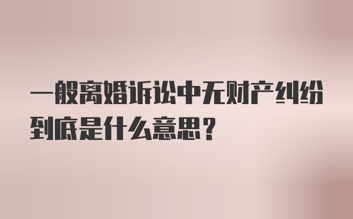 一般离婚诉讼中无财产纠纷到底是什么意思？