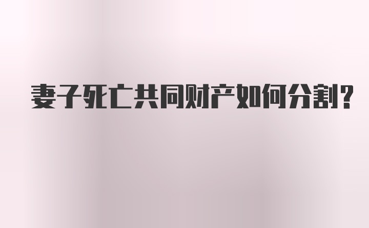 妻子死亡共同财产如何分割？