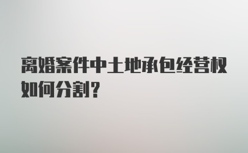 离婚案件中土地承包经营权如何分割？