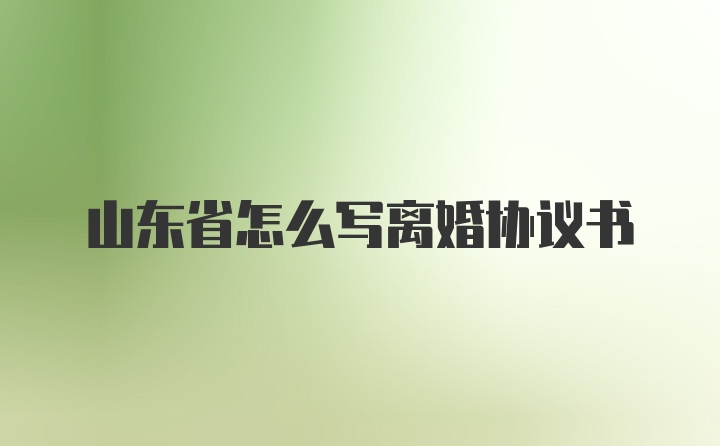 山东省怎么写离婚协议书