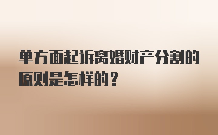 单方面起诉离婚财产分割的原则是怎样的?