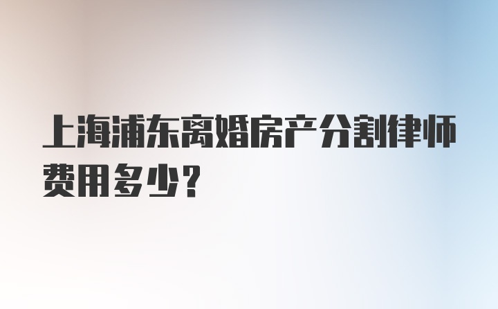 上海浦东离婚房产分割律师费用多少？