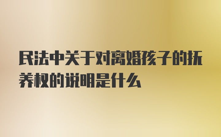 民法中关于对离婚孩子的抚养权的说明是什么