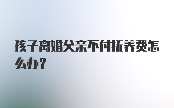 孩子离婚父亲不付抚养费怎么办？