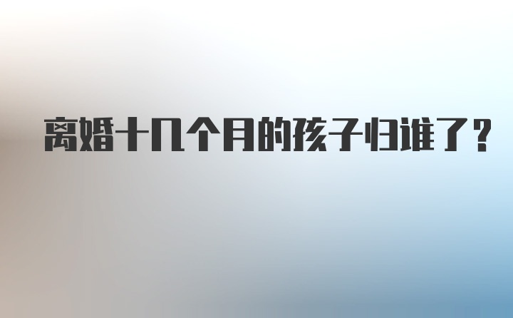 离婚十几个月的孩子归谁了？