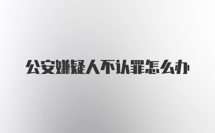 公安嫌疑人不认罪怎么办