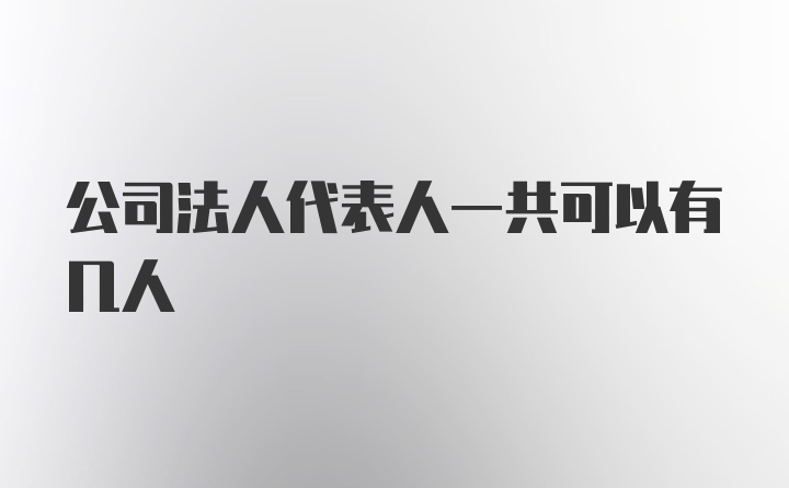 公司法人代表人一共可以有几人