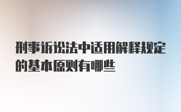 刑事诉讼法中适用解释规定的基本原则有哪些