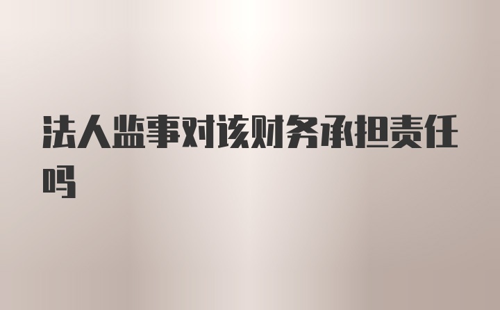 法人监事对该财务承担责任吗