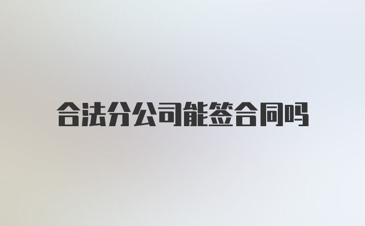 合法分公司能签合同吗