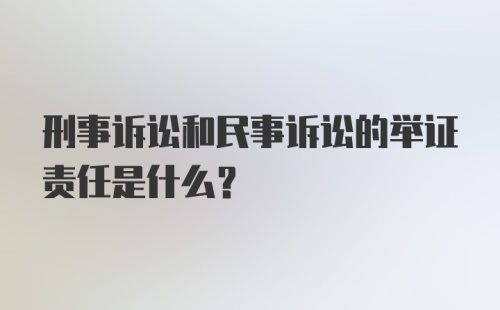 刑事诉讼和民事诉讼的举证责任是什么？