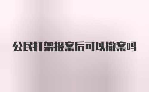 公民打架报案后可以撤案吗