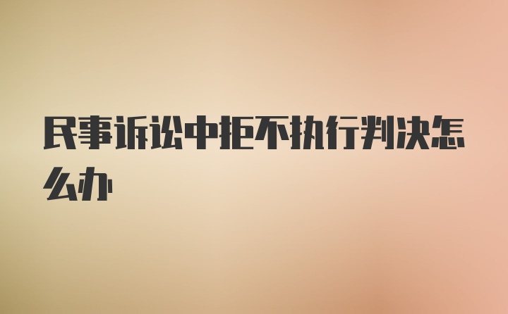 民事诉讼中拒不执行判决怎么办