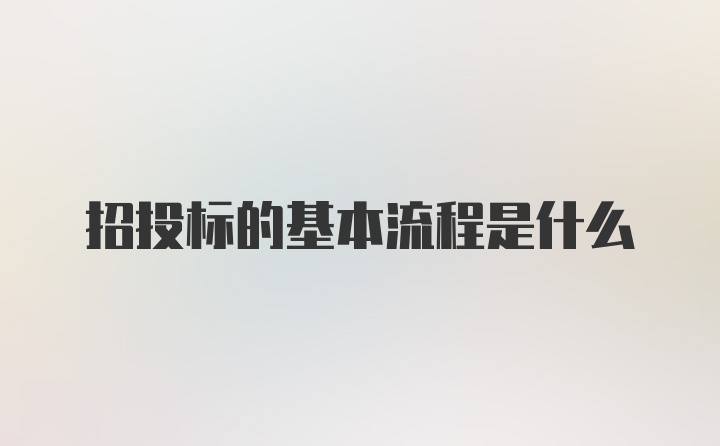 招投标的基本流程是什么