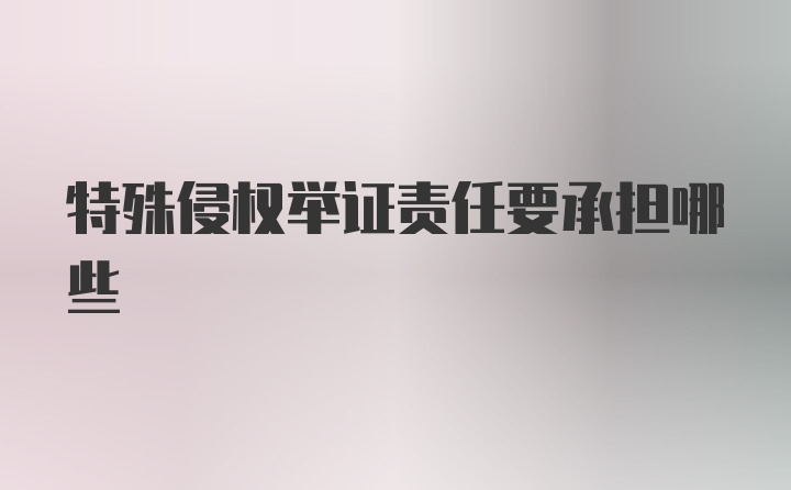 特殊侵权举证责任要承担哪些