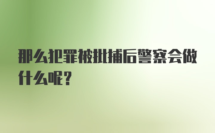 那么犯罪被批捕后警察会做什么呢？