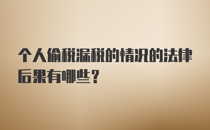 个人偷税漏税的情况的法律后果有哪些？